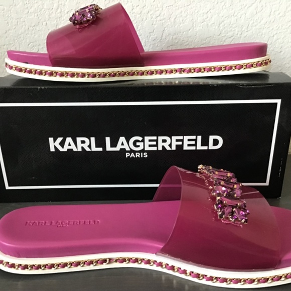 KARL LAGERFELD PARIS Women's Bijou Embellished Slide Sandals, size 9.5 - Picture 8 of 10